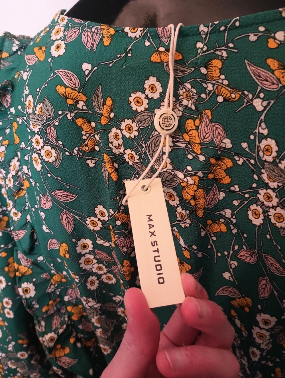 Max Studio Boho Whimsical Forest Fairy Dress Small Green Bloomcore Peasant NWT - Picture 6 of 14